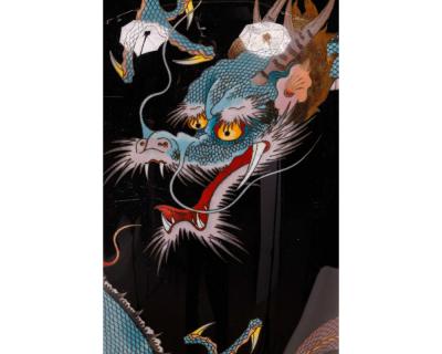 Large Pair of Meiji Period Japanese Cloisonne Enamel Double Dragon Vases