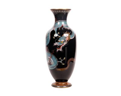 Large Pair of Meiji Period Japanese Cloisonne Enamel Double Dragon Vases