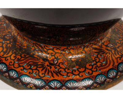 Large Pair of Meiji Period Japanese Cloisonne Enamel Double Dragon Vases