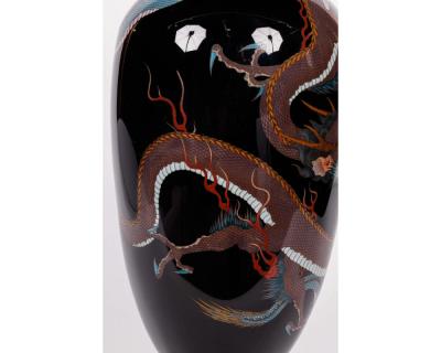 Large Pair of Meiji Period Japanese Cloisonne Enamel Double Dragon Vases