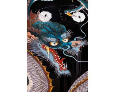 Large Pair of Meiji Period Japanese Cloisonne Enamel Double Dragon Vases