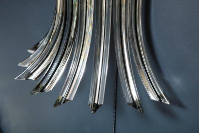Large Pair of Murano Glass Rod Sconces in Clear with Black Vein Italy 2019