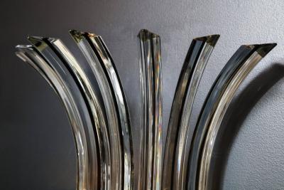 Large Pair of Murano Glass Rod Sconces in Clear with Black Vein Italy 2019