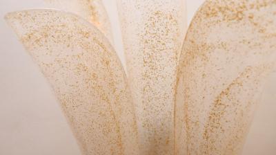Large Pair of Murano Wall Sconces With Gold Flakes Details