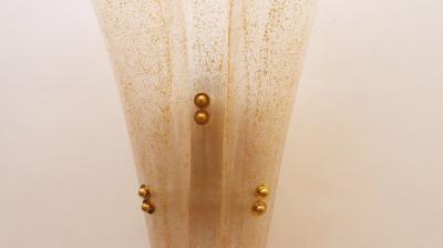 Large Pair of Murano Wall Sconces With Gold Flakes Details