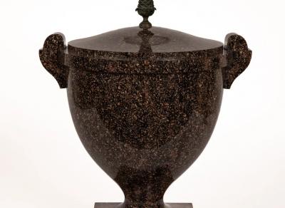 Large Pair of Swedish Blyberg Porphyry Vases and Covers Early 19th Century