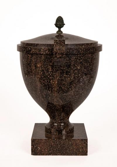 Large Pair of Swedish Blyberg Porphyry Vases and Covers Early 19th Century