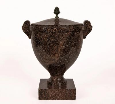 Large Pair of Swedish Blyberg Porphyry Vases and Covers Early 19th Century