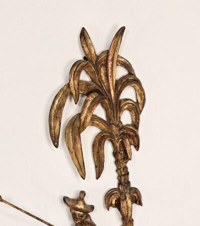 Large Pair of Vintage Carved and Gilt Sconces Probably Italy circa 1950