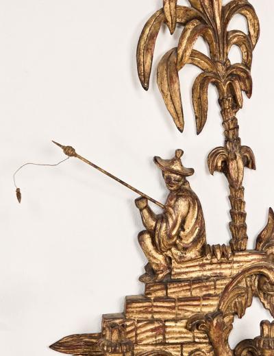 Large Pair of Vintage Carved and Gilt Sconces Probably Italy circa 1950