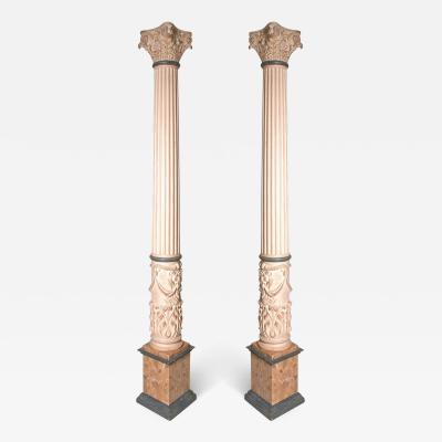 Large Pair of Vintage French Wood Columns circa 1960