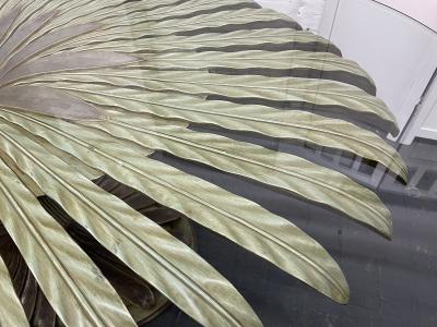 Large Palm Tree Style Oval Glass Top Dining Table