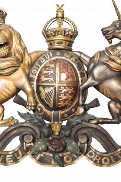 Large Parcel Gilt And Polychrome Coat Of Arms Of Great Britain