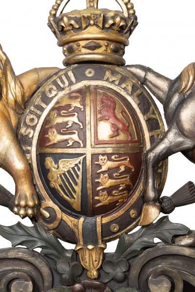 Large Parcel Gilt And Polychrome Coat Of Arms Of Great Britain