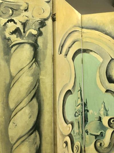 Large Paris Opera Tromp LOeil 4 Panel Theatrical Decorative Screen 1940