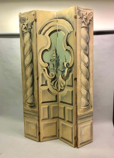 Large Paris Opera Tromp LOeil 4 Panel Theatrical Decorative Screen 1940