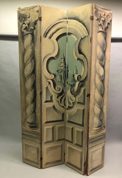 Large Paris Opera Tromp LOeil 4 Panel Theatrical Decorative Screen 1940