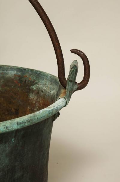 Large Patinated Copper and Wrought Iron Container