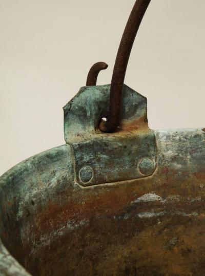 Large Patinated Copper and Wrought Iron Container