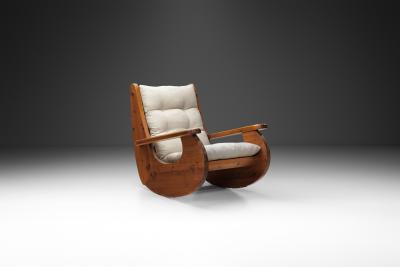 Large Pine Wood Rocking Chair The Netherlands 1970s