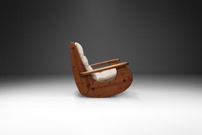 Large Pine Wood Rocking Chair The Netherlands 1970s