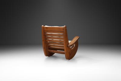 Large Pine Wood Rocking Chair The Netherlands 1970s