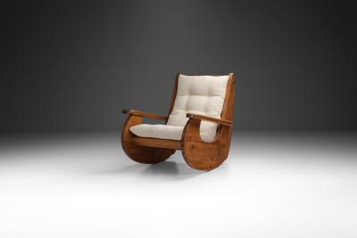 Large Pine Wood Rocking Chair The Netherlands 1970s