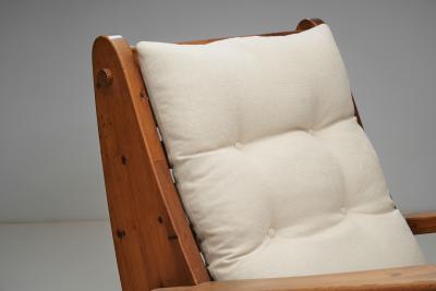 Large Pine Wood Rocking Chair The Netherlands 1970s