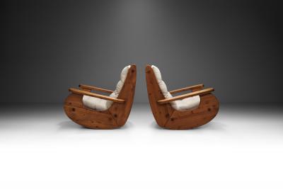 Large Pine Wood Rocking Chairs The Netherlands 1970s