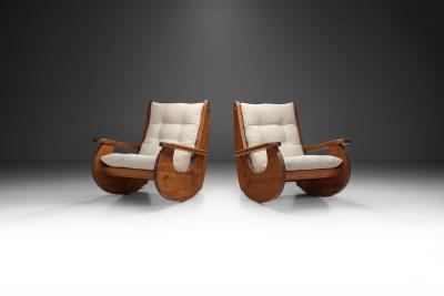 Large Pine Wood Rocking Chairs The Netherlands 1970s