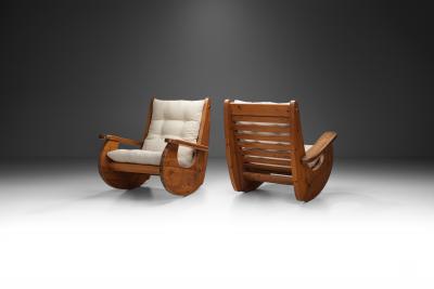 Large Pine Wood Rocking Chairs The Netherlands 1970s
