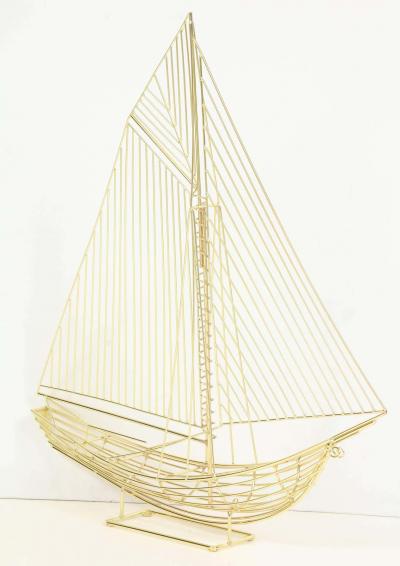 Large Polished Brass Sail Boat Sculpture by Curtis Jere Signed circa 1970