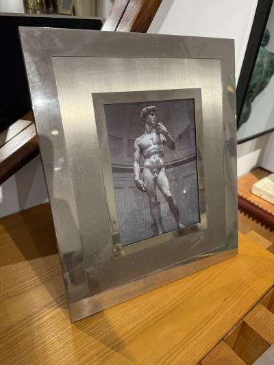 Large Polished Nickel Tabletop Frame Italy 1970s