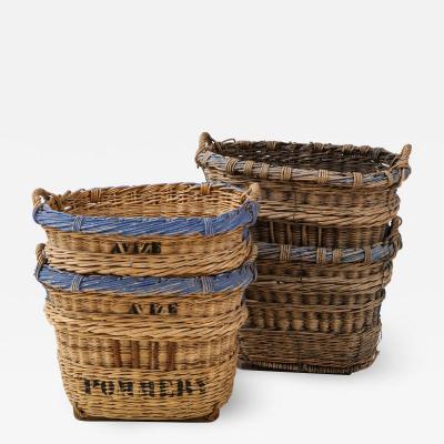 Large Pommery Champagne Grape Harvest Baskets Reims France c 1920 30