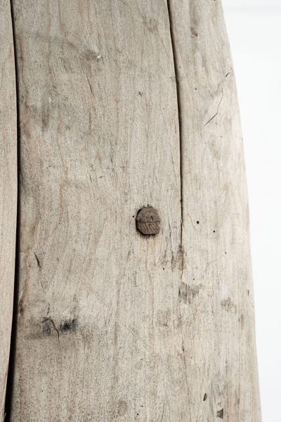 Large Primitive Bleached Walnut and Flint Grain Thresher