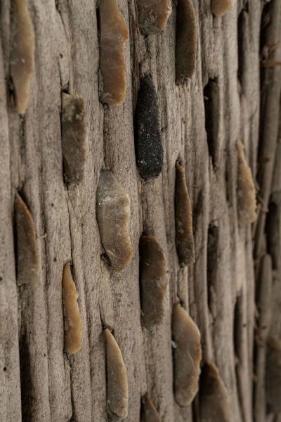 Large Primitive Bleached Walnut and Flint Grain Thresher