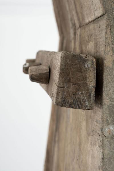 Large Primitive Bleached Walnut and Flint Grain Thresher