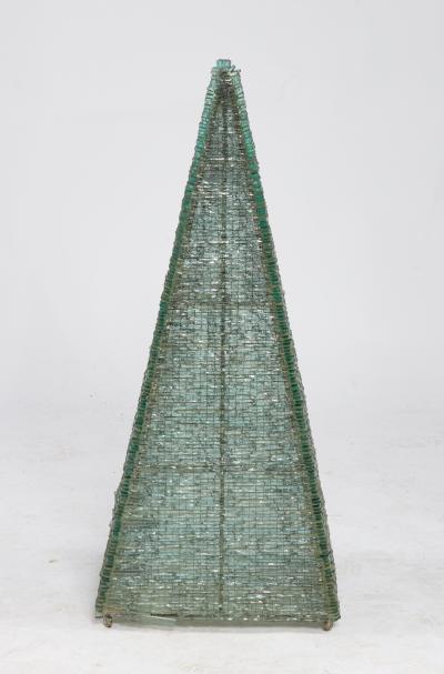 Large Pyramid Form Glass Sculpture and Lamp