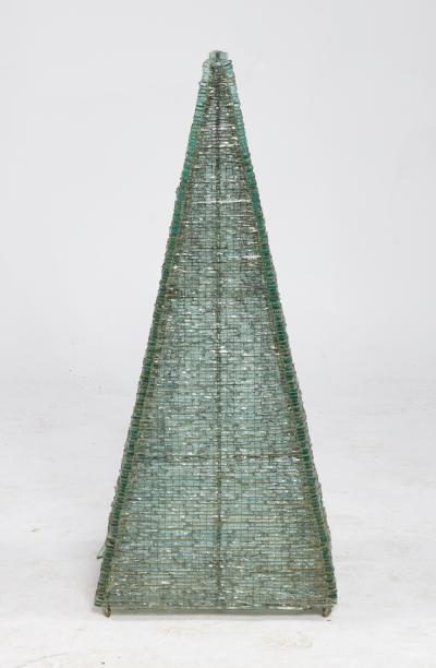 Large Pyramid Form Glass Sculpture and Lamp