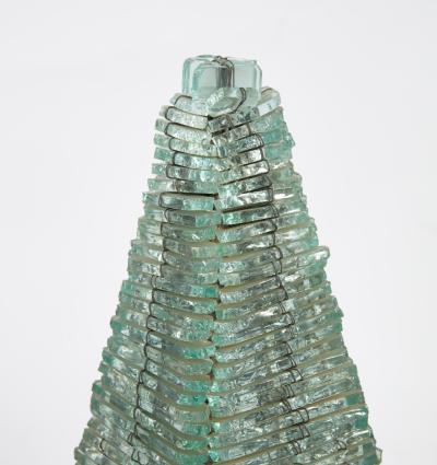 Large Pyramid Form Glass Sculpture and Lamp
