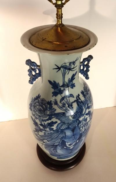 Large Qing Dynasty Vase Electrified as a Table Lamp Mid 19th Century