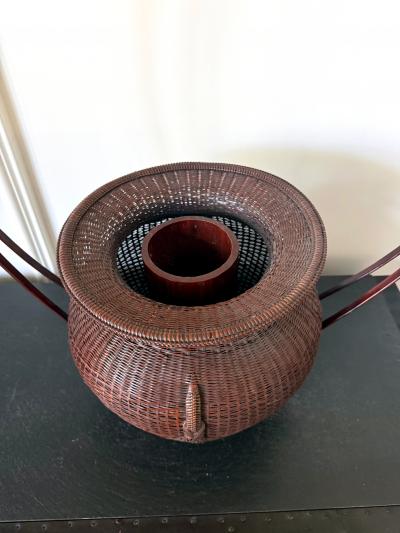 Large Rare Japanese Bamboo Flower Basket Hahakago by Tokosai