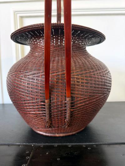 Large Rare Japanese Bamboo Flower Basket Hahakago by Tokosai
