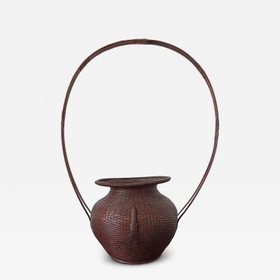 Large Rare Japanese Bamboo Flower Basket Hahakago by Tokosai