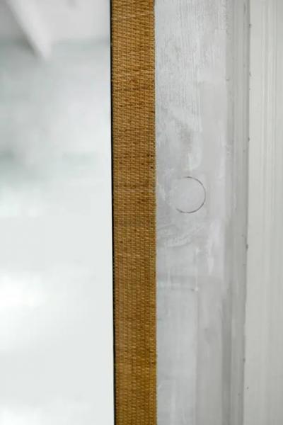 Large Rectangular Mirror With Cane Fabric Frame 1980s