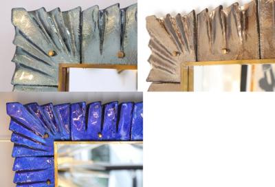 Large Rectangular Murano Sea Green Glass Framed Mirror