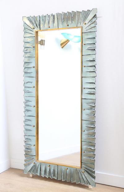 Large Rectangular Murano Sea Green Glass Framed Mirror