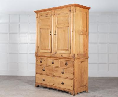 Large Regency English Estate Made Pine Housekeepers Cupboard