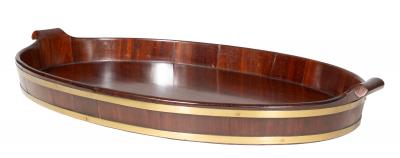 Large Regency Mahogany And Brass Banded Oyster Tray