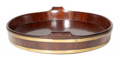 Large Regency Mahogany And Brass Banded Oyster Tray
